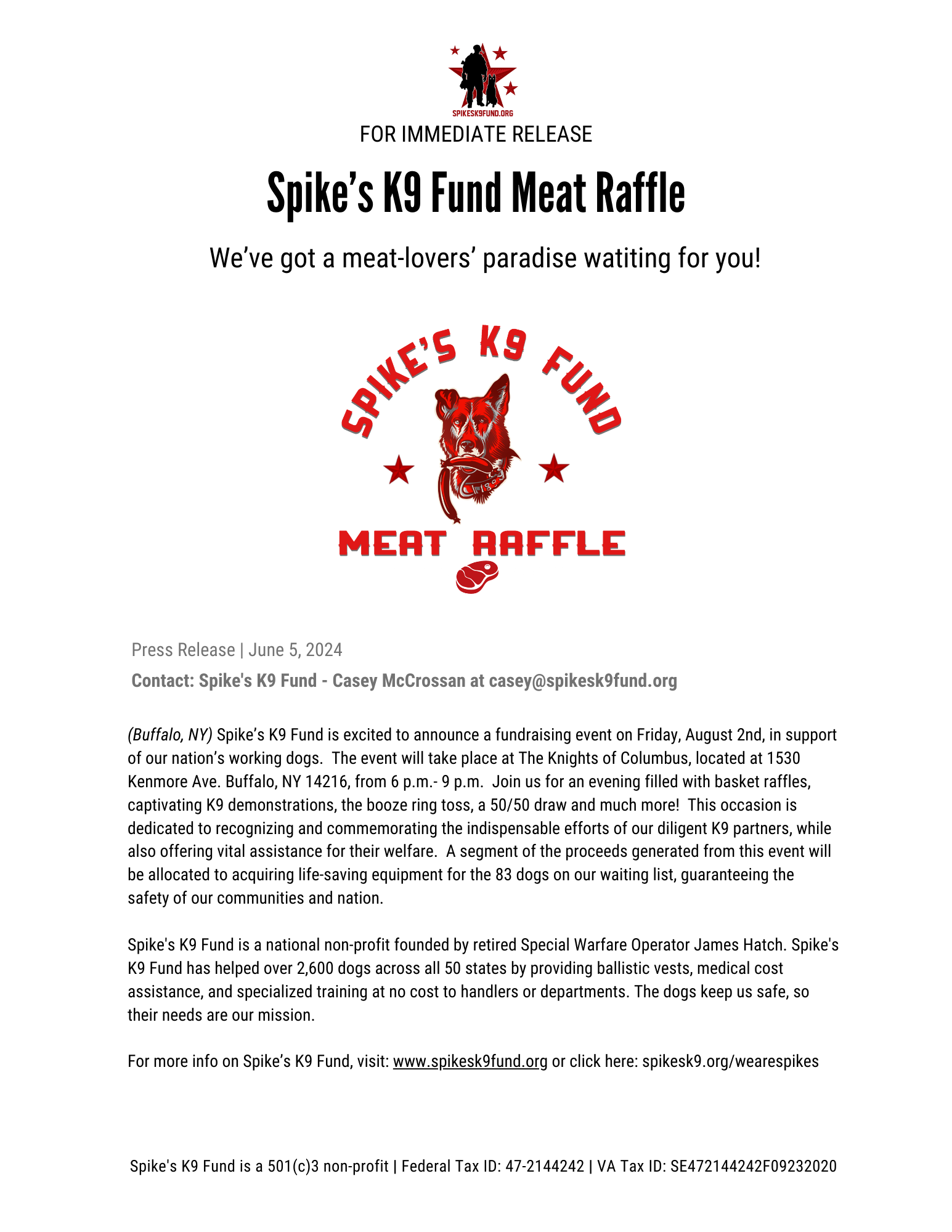 Spike's K9 Fund Meat Raffle