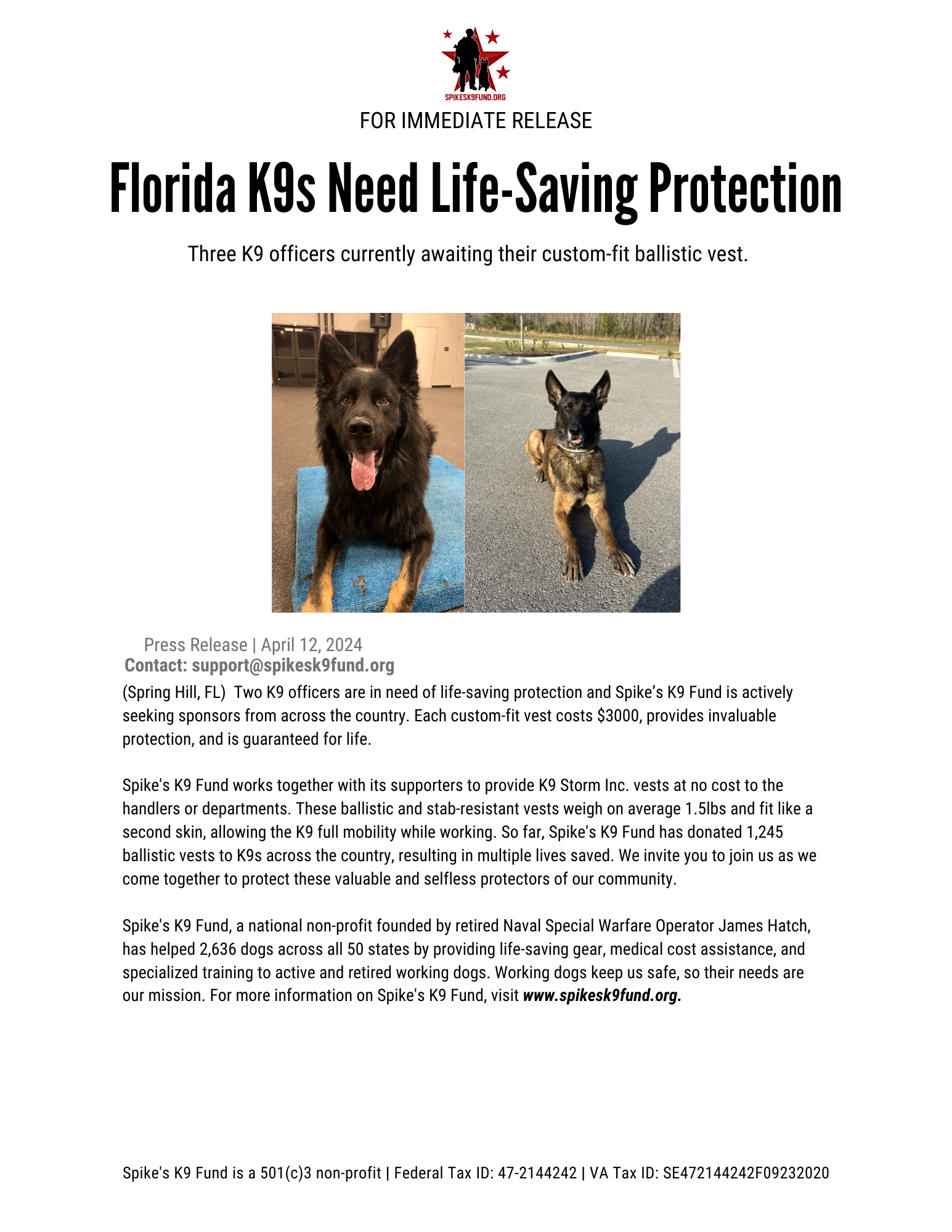 Florida K9s Need Life-Saving Protection